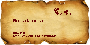 Mensik Anna névjegykártya
